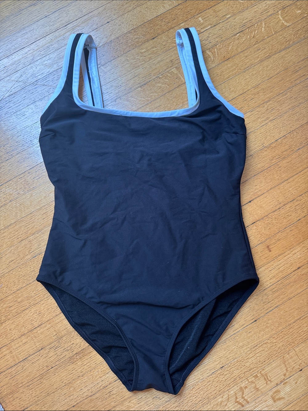Black One-Piece Swimsuit with Light Contrast Trim